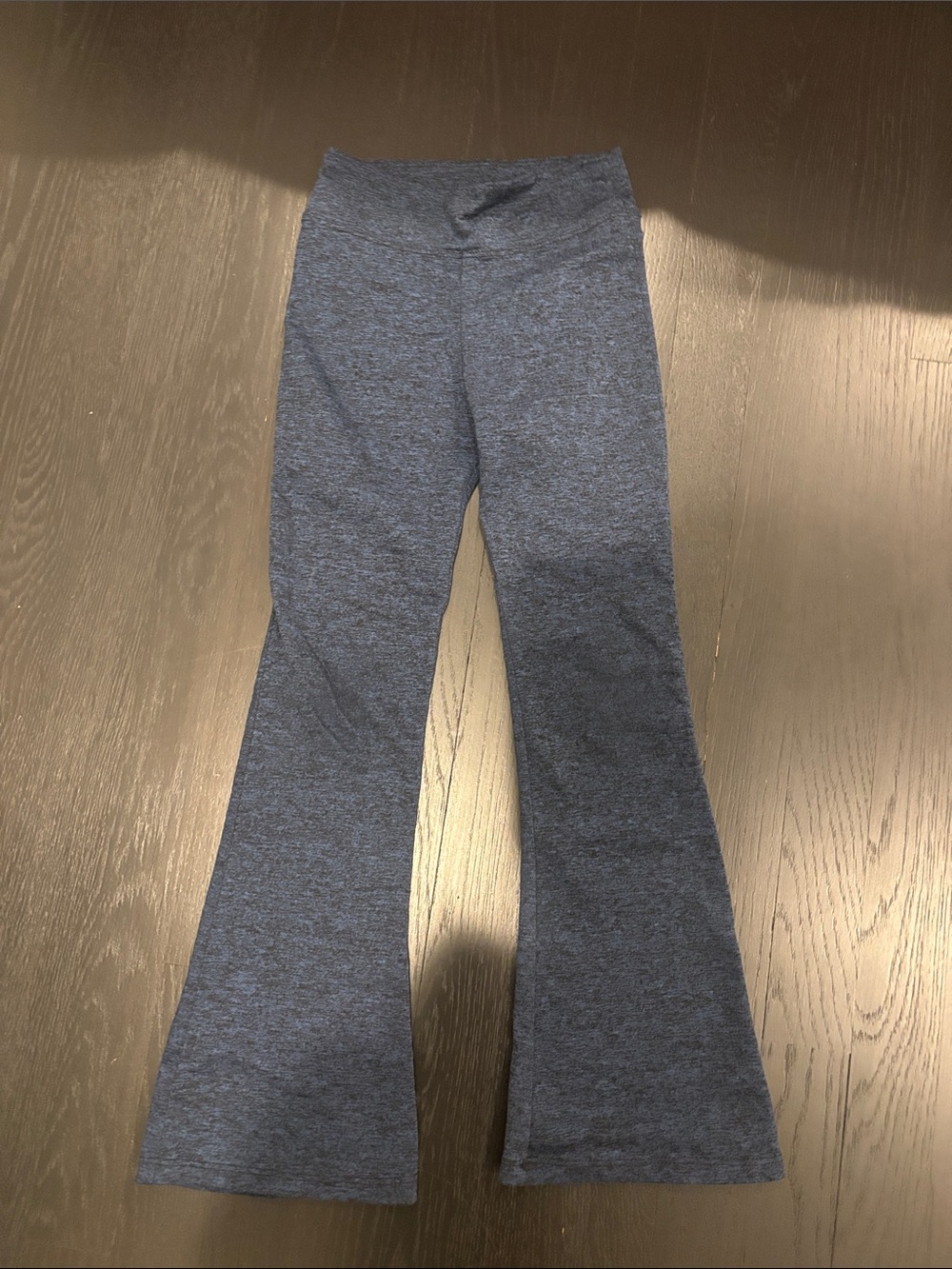Kids' Heather Navy Flared Leggings with Wide Waistband